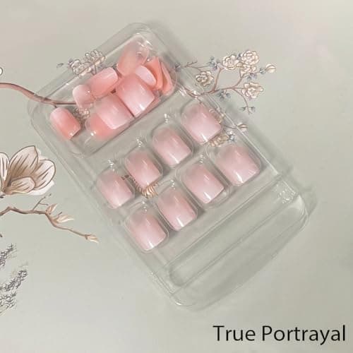 WAFOLOZE Nails Press ons,White Ombre Short Square Press on Nails Fake Nails Glossy Acrylic Artificial Nails Stick on Nails for Women 24Pcs - Image 2