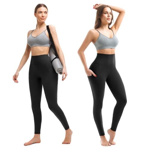 Walifrey Leggings with Pockets for Women, High Waisted Buttery Soft Womens Leggings for Gym Yoga Workout (Black LXL) - Image 2