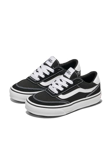 Vans Youth Brooklyn LS Shoe | Kids' Low-Top Sneakers for Boys & Girls, Casual Fashion Footwear, Suede/Canvas Black/White, 13.5 - Image 2