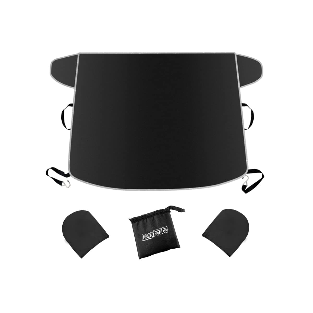 Windshield Snow Cover for Cars, Trucks, Vans - Waterproof, Windproof Winter Frost and Ice Removal Sunshade With Side Mirror Covers Black