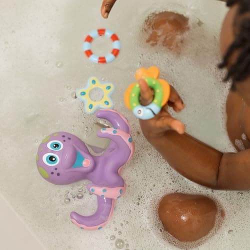 Nuby Floating Octopus Toy with 3 Hoopla Rings - Baby Bath Toy for Boys and Girls - 18+ Months - Purple (Pack of 1) - Image 10