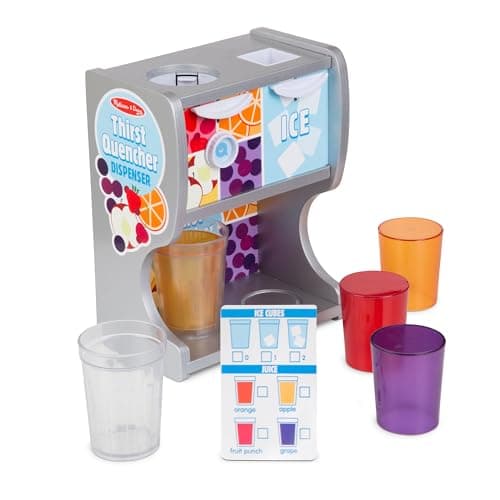Melissa & Doug Thirst Quencher Wooden Drink Dispenser with Juice Inserts, Ice Cubes & Play Kitchen Accessories, Preschool Learning Toys for Girls & Boys 3+ - FSC Certified - Image 5