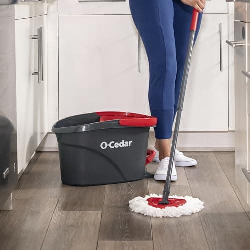 O-Cedar EasyWring Microfiber Spin Mop, Bucket Floor Cleaning System, Red, Gray, Standard - Image 13