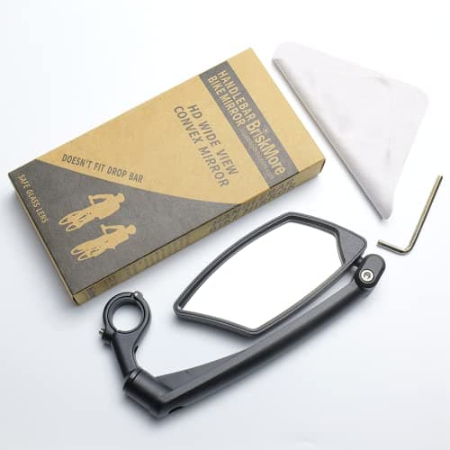BriskMore Handlebar Bike Mirror, Scratch Resistant Glass Lens, Ajustable And Rotatable Safe Rearview Bicycle Mirror for Left Side BT-016L - Image 6