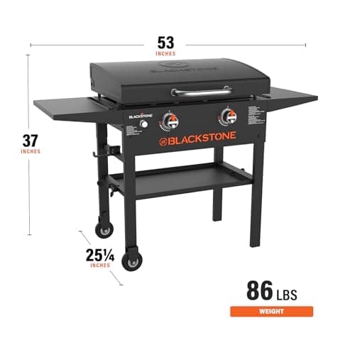 Blackstone 1883 Original 28” Griddle with Integrated Protective Hood and Counter Height Side Shelves, Powder Coated Steel, Black - Image 3
