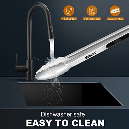 Tongs For Cooking - Heat Resistant 600 Degrees Stainless Steel Kitchen Tong,Heavy Duty Metal Locking Tongs - Perfect for Food,Salad and BBQ set of 3 (7",9" and 12") Dishwasher - Image 6