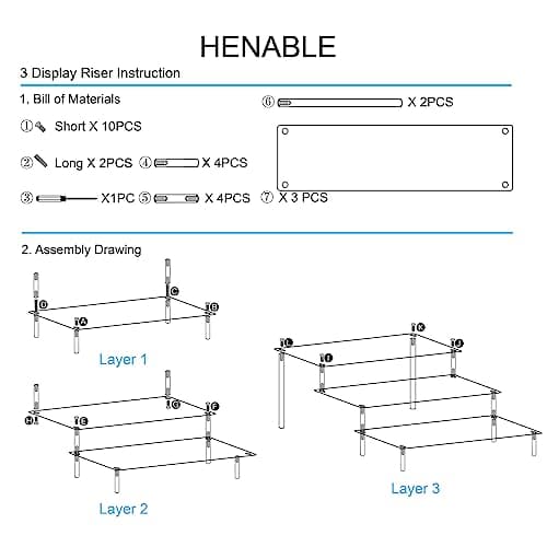 HENABLE Large Acrylic Display Risers, Perfume Stand Organizer, Clear Acrylic Shelf Risers for Display Stands for Food, Tabletop Use, Amiibo Funko POP Figure, 3 Tier Clear Cupcake Stand Risers - Image 6