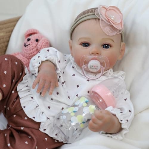 KSBD Lifelike Reborn Baby Dolls - 18 Inch Realistic Newborn Baby Dolls Girl, Real Life Baby Dolls with Soft Weighted Body, Real Baby Reborn Gift with Accessories for 3+ Years Old Kids - Image 4