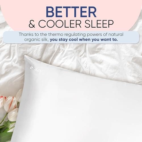 Blissy Silk Pillowcase - 100% Pure Mulberry Silk - 22 Momme 6A High-Grade Fibers - Silk Pillow Cover for Hair & Skin - Regular, Queen & King (Blissy White, Standard) - Image 9