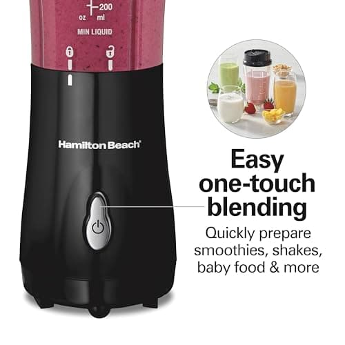 Hamilton Beach Portable Blender for Shakes and Smoothies, 14 Oz BPA Free Travel Cup & Lid, Durable Stainless Steel Blades, Personal Smoothie Blender, Black (51101AG) - Image 6
