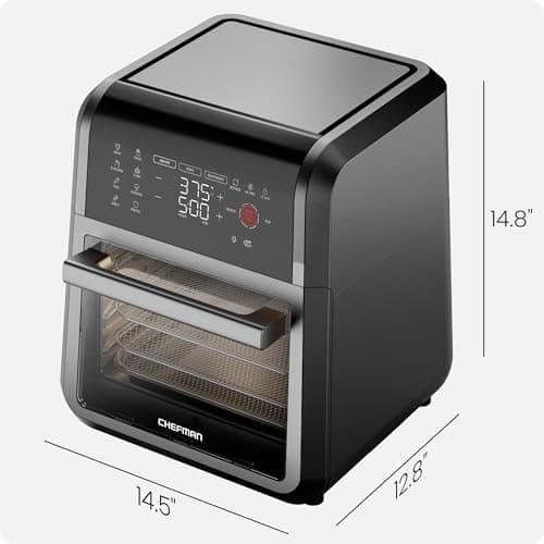 Chefman 12-Quart 6-in-1 Air Fryer Oven with Digital Timer, Touchscreen, and 12 Presets - Family Size Countertop Convection Oven, Dishwasher-Safe Parts - Image 9