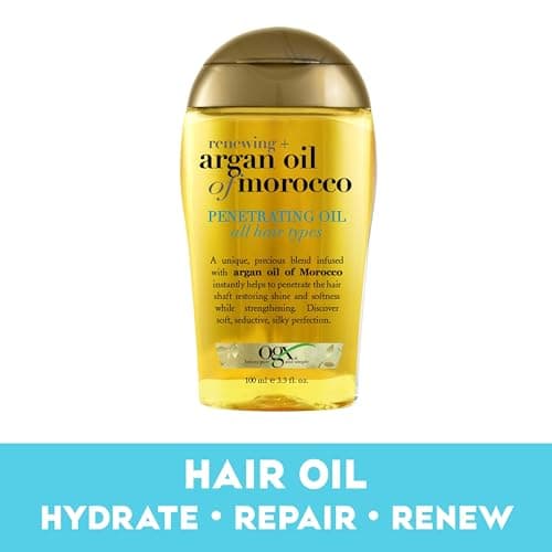 OGX Renewing + Argan Oil of Morocco, Cold-Pressed Argan Oil for Hair Penetrating Treatment & Shine, Moisturizing & Strengthening Silky Oil for All Hair Types, Paraben & Sulfate Free, 3.3 fl oz - Image 4
