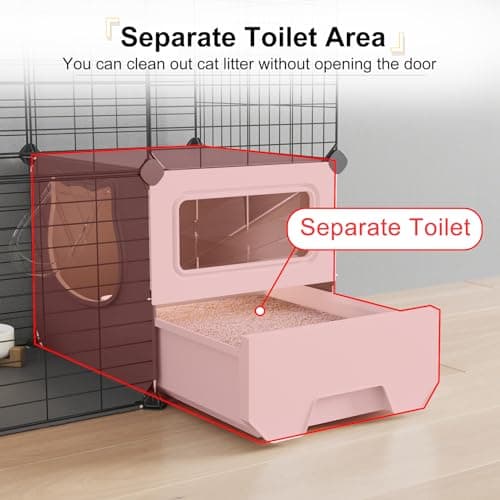 Oneluck Cat Cage Indoor with Litter Box 3-Tier DIY Cat Playpen Detachable Metal Wire Kennel Crate Large Exercise Place Ideal for 1-2 Kitten - Image 5