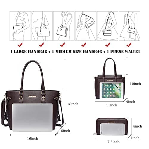 Montana West 3PCS Purses for Women Tote Bag and Wallet Set Shoulder Satchel Crossbody Bags Leather Handbag for Gift Travel Casual Work MWC3-C032WCF - Image 6