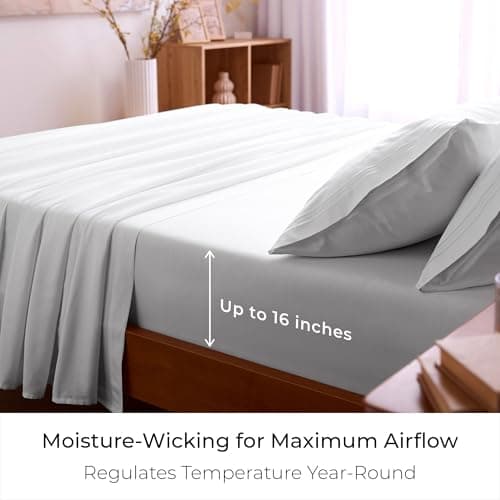 Mellanni Queen Sheets Set - 4 PC Iconic Collection Bedding - Hotel Luxury, Extra Soft, Cooling Bed Sheets - Wrinkle, Fade, Stain Resistant (Queen, White) - Image 4