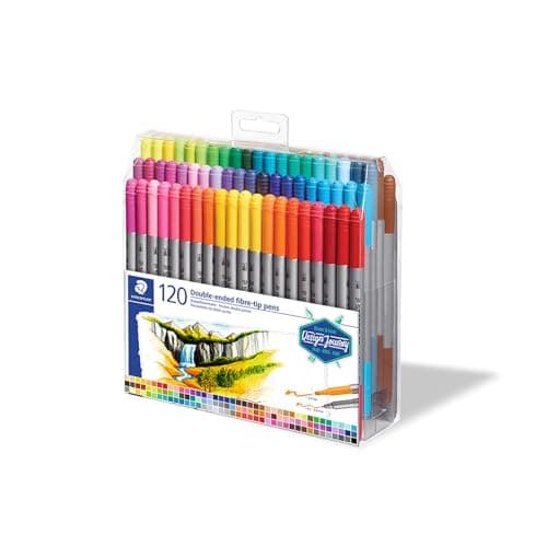 STAEDTLER Double-Ended Fiber-Tip Pens, Non-Permanent Ink, Fine & Bold Writing and Coloring Tips, 120 Assorted Colors, 3200 TB120, Multicoloured (3200 TB120ST) - Image 4