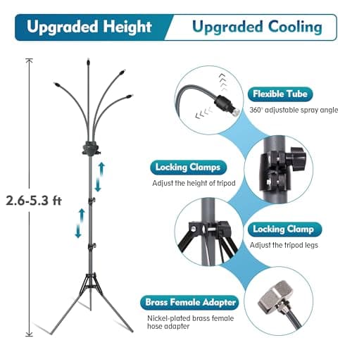 Homasky Standing Misters for Outside Patio, Adjustable Height 5.3 FT Stand Misting System for Cooling Outdoor, Portable Water Mister for Mist Playing, Patio Cooling, Backyard, Porch, Sprinkler (Gray) - Image 2