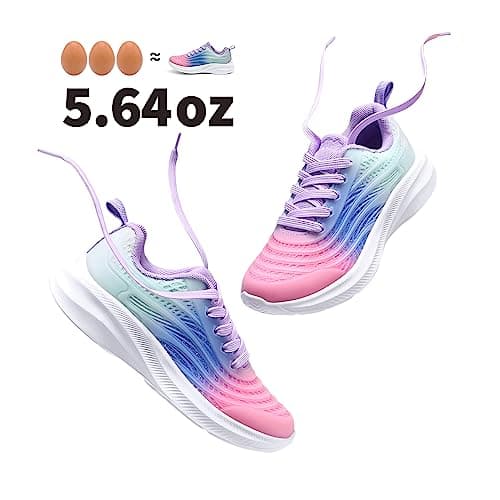 DREAM PAIRS Girls Boys Shoes Kids Lace up Tennis Sparkle Glitter Athletic Running Sneakers,Size 12 Little Kid,Pink/Blue/Light Green,SDRS2330K - Image 2
