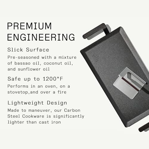 Made In Cookware - Carbon Steel Griddle + Grill Press - Professional Cookware - Crafted in Sweden - Induction Compatible - Image 2