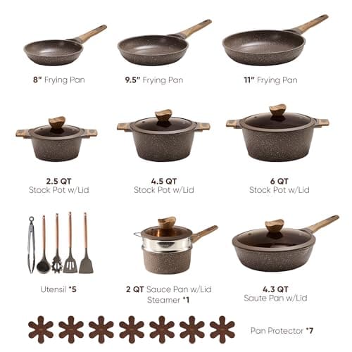 CAROTE 26PCS Pots and Pans Set Non Stick, Cookware Set Pots and Pans Induction Cook Ware, Nonstick Kitchen Cooking, PFOA Free - Image 2