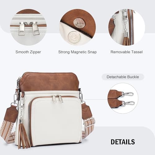 Roulens Crossbody Purse for Women,Lightweight Medium Crossbody Bag Soft Leather Women's Shoulder Handbags with Tassel - Image 6