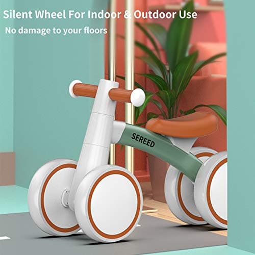 SEREED Baby Balance Bike for 1-2 Year Olds - 4 Wheels, First Bike for Toddlers, Birthday Gift (Green) - Image 4