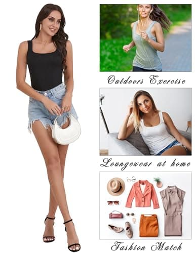 BQTQ 5 Pack Square Neck Tank Tops for Women Sleeveless Ladies Tank Tops with Square Neck Womens Undershirt Tank Tops, L - Image 6