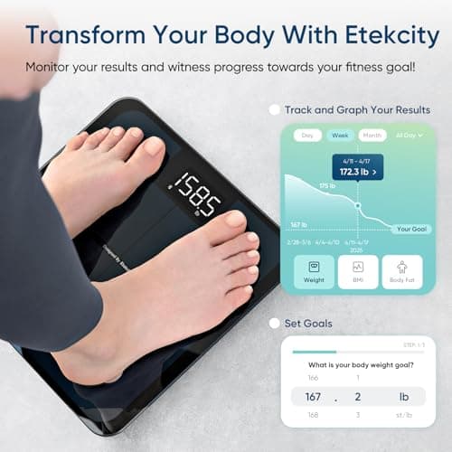 Etekcity Smart Scale for Body Weight, Bathroom Digital Weighing Scale with BMI, Body Fat, Muscle Mass, Accurate Bluetooth Home User Health Equipment Sync Apps - Image 4