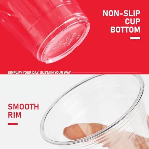 Amazon.com: VPACKDUO Plastic Cups with Lids 16 oz 100 pack, Clear Disposable Iced Coffee Cups with Strawless Sip Lids, Drink Cup for Cold Drinks, Iced Coffee : Health & Household - Image 8