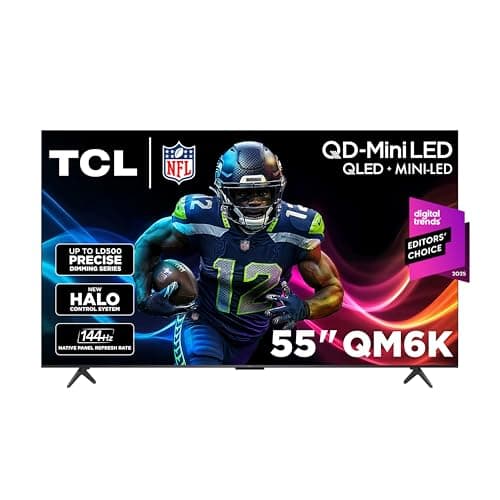 TCL 55-Inch Class QM6K Series QD-Mini LED 4K UHD Google Smart TV Best Value Mini-LED TV - QLED, 144hz, 240hz Gaming Rate, High Contrast Screen, Onkyo Audio, Dolby Atmos (55QM6K, 2025 Model)