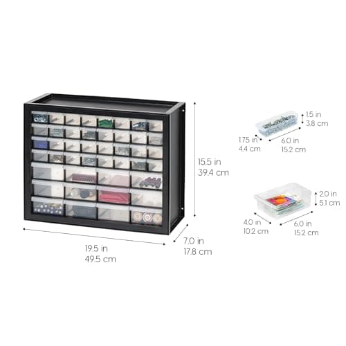IRIS USA Screw Tool Organizer Small Parts Cabinet Chest, 44-Drawer Hardware Electronics Nuts Bolts Storage Drawers Organization Toolbox Garage Craft Business Teacher Beads Scrapbook Art Hobby - Black - Image 5