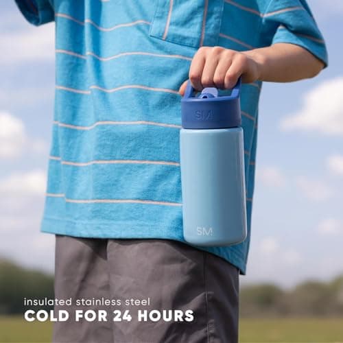 Simple Modern Kids Summit Water Bottle with Straw Lid | 14oz Stainless Steel Cup Insulated Tumbler for Toddlers, School | Chloe Floral - Image 7
