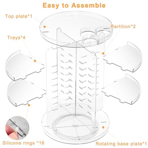Rotating Makeup Organizer, DIY 8 Adjustable Layers Spinning Skincare Organizer, Cosmetic Display Case with Brush Holder Perfume Tray, Multi-Function Storage Carousel for Vanity Bathroom Countertop - Image 7