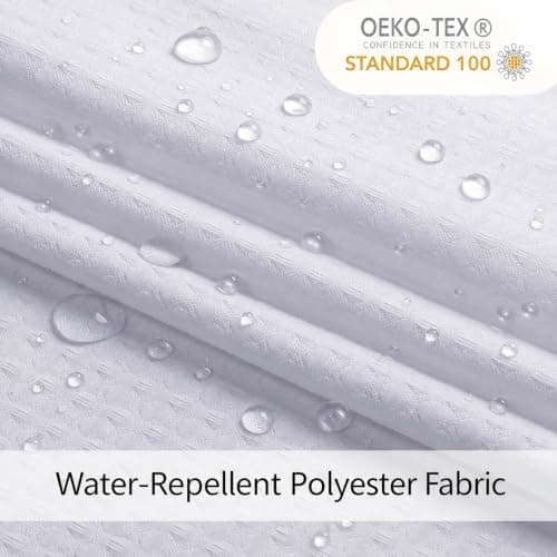 White Shower Curtain 72 Inch Length 1 Piece, Waffle Embossed Textured Soft Fabric Hotel Shower Curtain for Bathroom, Modern Polyester Water Repellent Machine Washable Bath Decor, 72Wx72L Inches - Image 3