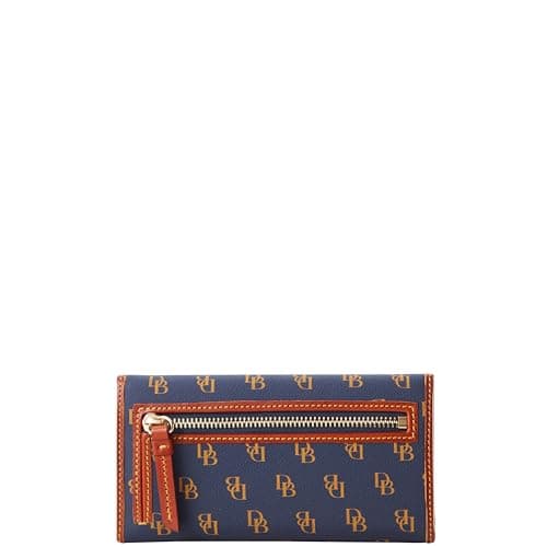 Dooney & Bourke Wallets for Women, Large Leather Trifold Gretta Continental Clutch Purse & Credit Card Holder - Navy Blue - Image 4