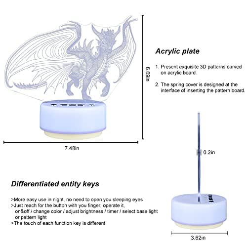 KYMELLIE Night Light Spyro Dragon Toys,14 Color + Warm White Base LED Decor Light, Entity&Remote Control Christmas Birthday Gifts to Kids & Girls(New Generation) - Image 8