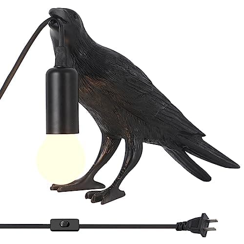 Shandaglo Crow Lamp Raven Table Lamp with Bulb, Gothic Crow Light - Raven Decor for Bedside Bedroom Living Room Decor - Image 2