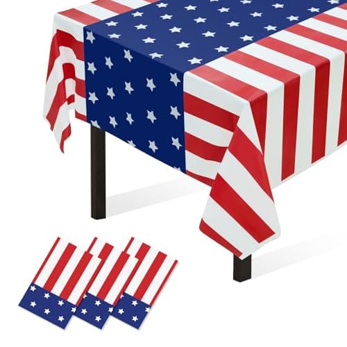 Childom 3 Pack Patriotic Tablecloth,Disposable Plastic Tablecloth 54"x108" Patriotic Decorations,Birthday Party Table Cloth for Kids,Patriotic Themed Party Supplies for Outside,Picnic,Camping,Memorial - Image 8