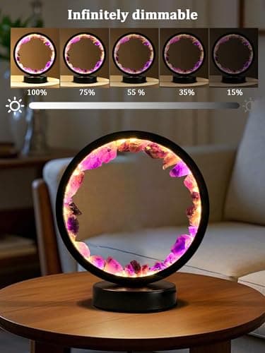 Amethyst Crystal Table Lamp, Natural Healing Crystals Bedside Lamp, 3 Colors Dimming Mode USB Port Night Light Energy Purple Crystal Lamp for Living Room Bedroom Home Decor Birthday Gift for Women - Image 4