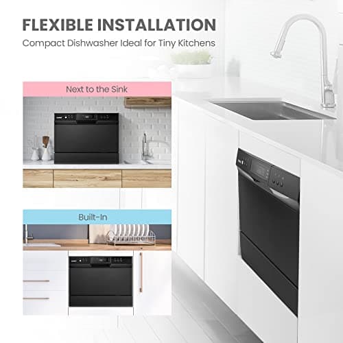 COMFEE’ Countertop Dishwasher, Energy Star Portable Dishwasher, 6 Place Settings & 8 Washing Programs, Speed, Baby-Care, ECO& Glass, Dish Washer for Dorm, RV& Apartment, Black - Image 3
