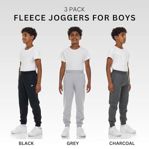 New Balance Boys Fleece Jogger 3 Pack – Kids Soft Cotton Blend Fleece Sweatpants with Pockets, Athletic Fit, Sizes 4-20 - Image 2
