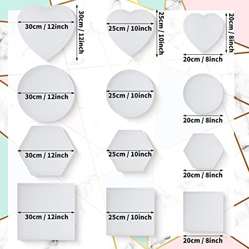 Thenshop 24 Pieces Stretched Canvas for Painting Bulk Blank Canvas Board, Square Round Hexagon Heart Shaped Frame for Kids Art Supplies for Acrylic Pouring Oil Painting(Assorted Shapes) - Image 2