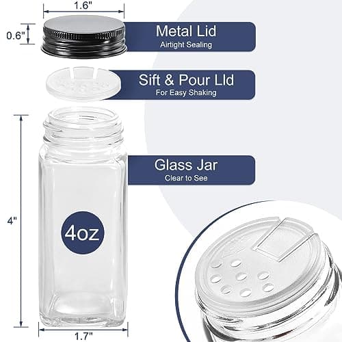 AOZITA Spice Rack Organizer for Cabinet, Spice Organizer with 28 Empty Spice Jars with Black Lids, Funnel, Spice Labels, Seasoning Organizer for Countertop, Cabinet, Kitchen, Pantry, Cupboard - Image 3