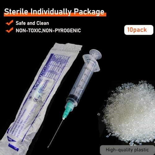 10 Pack 5ml/cc Disposable Luer Lock Lab Syringes with 21Ga 1.5 Inch Needle , Individually Sealed Packed - Image 5