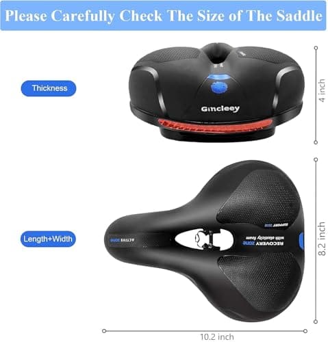 Gincleey Comfort Bike Seat for Women Men,Wide Bicycle Saddle Replacement Memory Foam Padded Soft Bike Cushion with Dual Shock Absorbing Universal Fit for Indoor/Outdoor Bikes with Reflect - Image 6