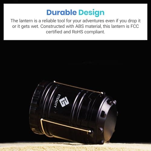 Etekcity Lantern Camping Essentials Lights, Led Flashlight for Power Outages, Survival Gear and Supplies for Emergency, Hurricane Preparedness Items , Battery Operated Lamp, 2 Pack, Black - Image 6