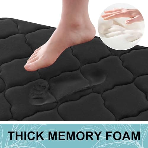 OLANLY Memory Foam Bath Mat Rug 24x16, Ultra Soft and Absorbent Bathroom Rugs, Non-Slip, Comfortable, Machine Washable Bath Carpet for Bathroom Floor, Tub, Shower and Home Decor Accessories, Black - Image 4