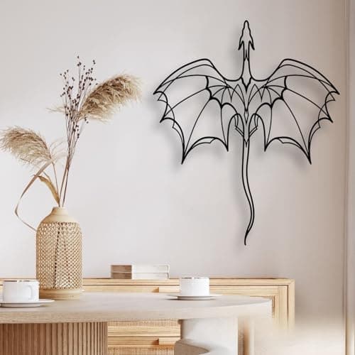 LIYOUYA Fantasy Dragon Metal Wall Decor - Black Simple Lines Dragon Wall Art Home Decor for Living Room, Bathroom, Bedroom, Dining Room, Porch, Farmhouse (Black) - Image 5