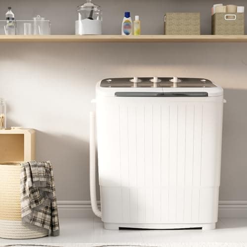 INTERGREAT Portable Washing Machine with Longer Hose, Twin Tub Washer Mini Compact Laundry Machine with Drain Pump, 16lbs Portable Washer Dryer Combo for Dorms, Apartments, Grey - Image 2