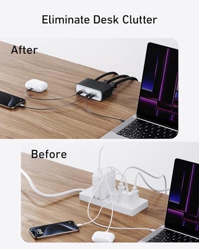 Anker Nano Charging Station(100W Max), 7-in-1 USB C Power Strip for iPhone 16/15/14 and MacBook Air/Pro, 5ft Thin Cord,3AC, 2USB A,2USB C,Power Delivery Desktop Accessory for Home&Office(Black) - Image 5